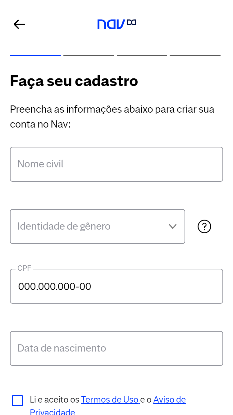 Como devo me cadastrar no Nav?